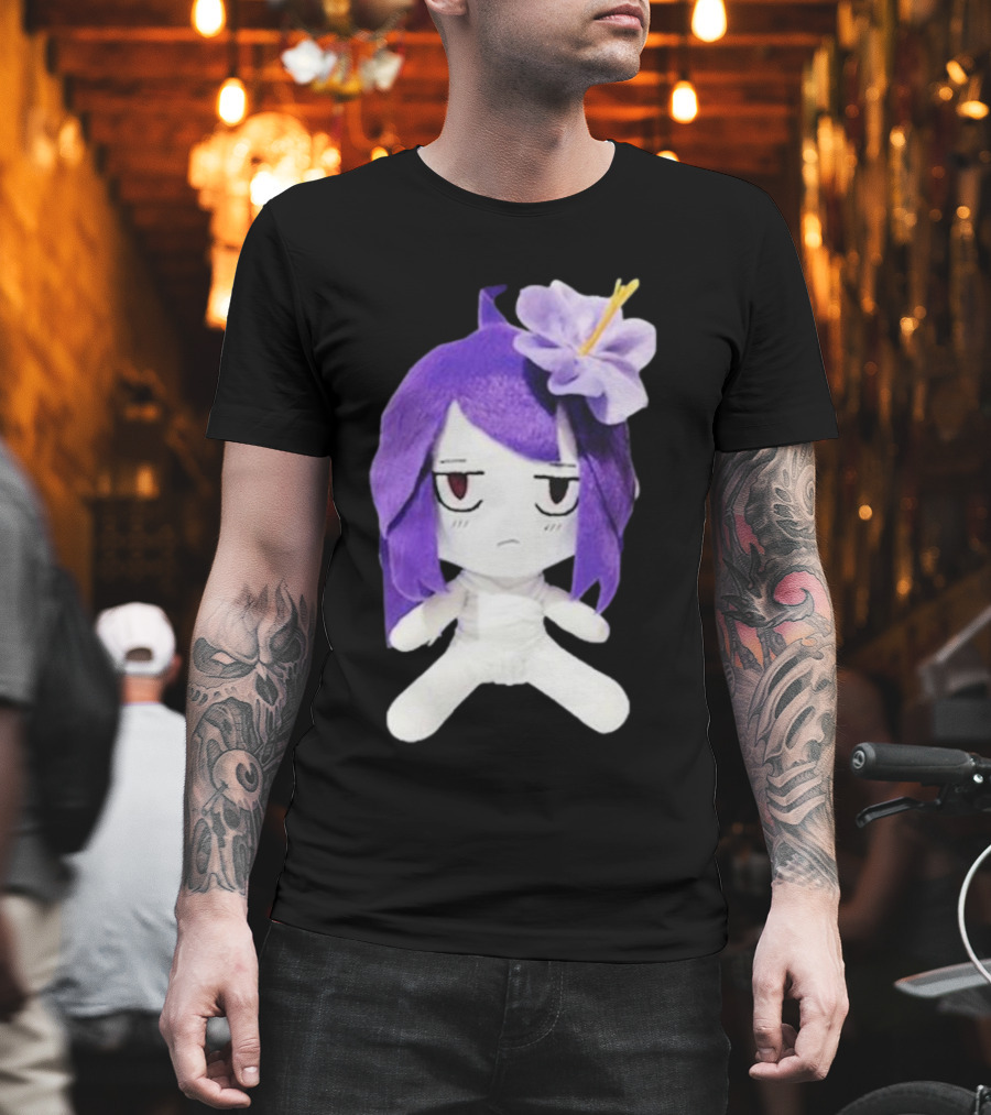 Cynthoni Jvmo Down Right Anime Plush Doll With Purple Hair And Flower T-Shirt