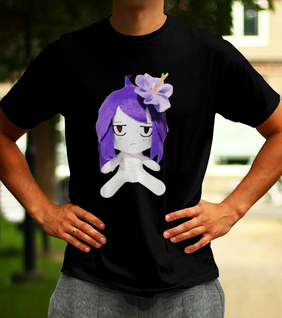 Cynthoni Jvmo Down Right Anime Plush Doll With Purple Hair And Flower T-Shirt