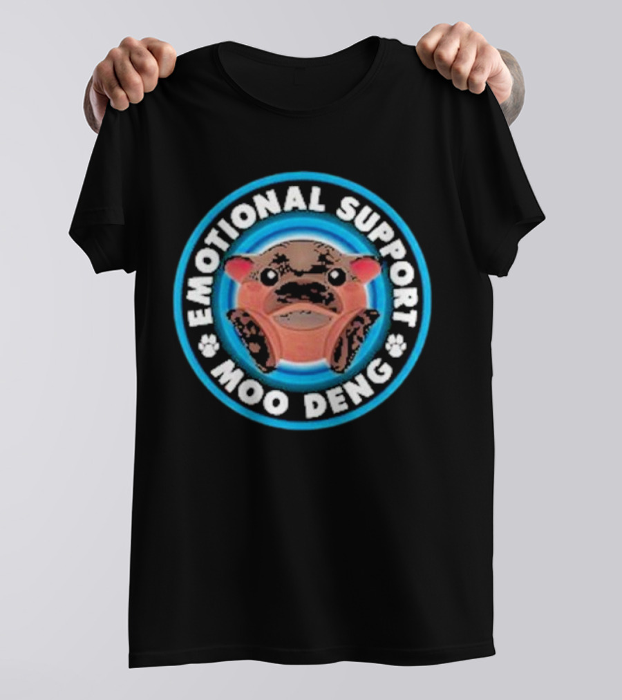 Emotional Support Moo Deng Hippo Badge T-Shirt