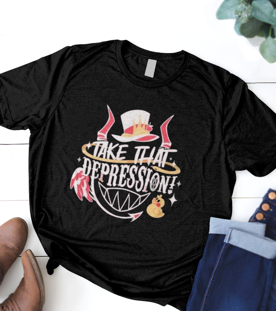 Hazbin Hotel Lucifer Take That Depression Winged Hat Halo Duck T-Shirt