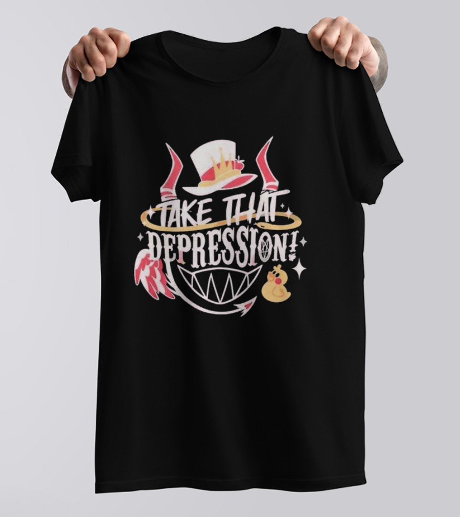 Hazbin Hotel Lucifer Take That Depression Winged Hat Halo Duck T-Shirt