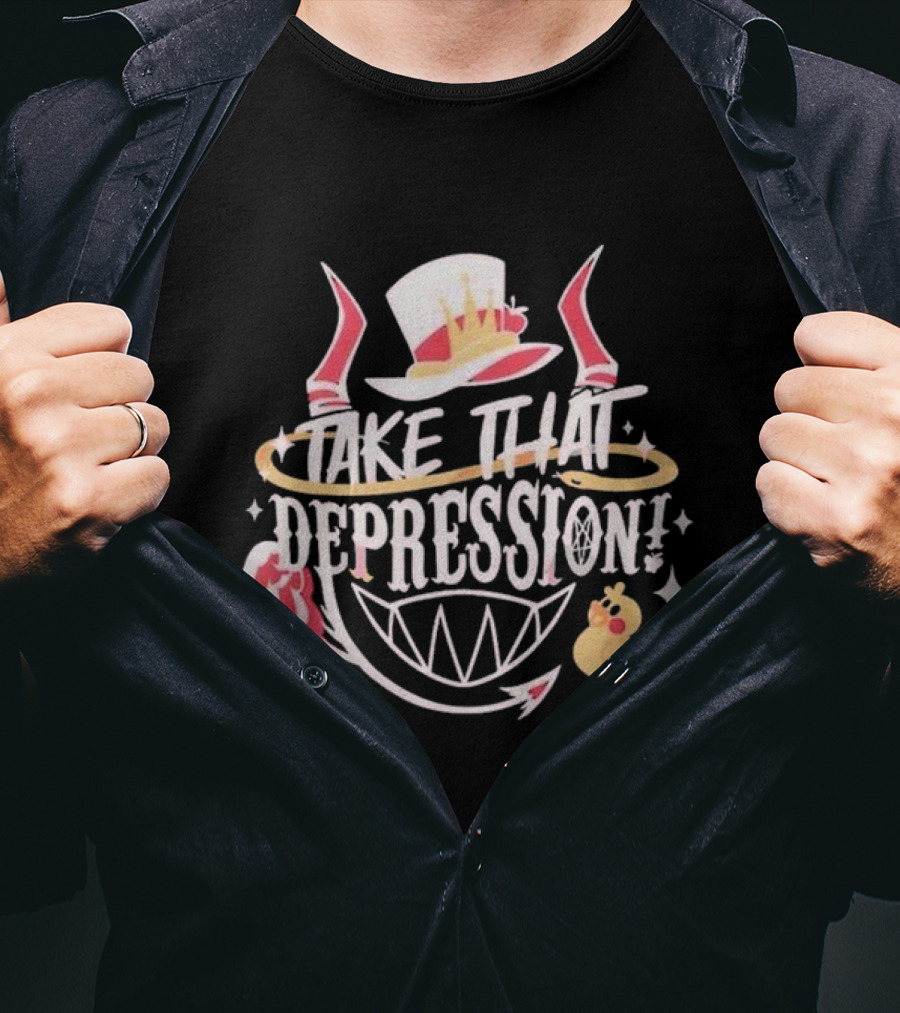 Hazbin Hotel Lucifer Take That Depression Winged Hat Halo Duck T-Shirt