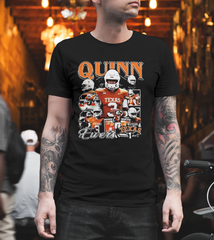 Quinn Ewers Texas Football Player Collage T-Shirt