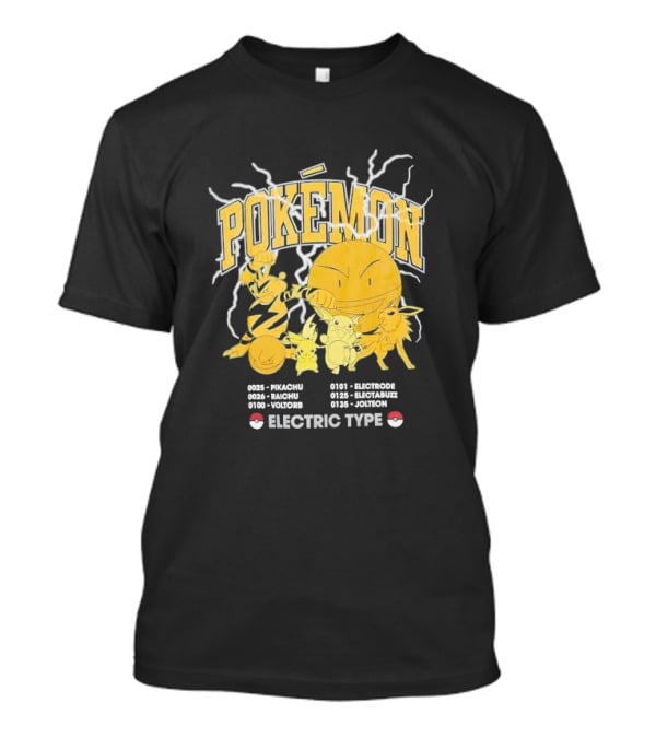 Pokémon Electric Type Pikachu Raichu Voltorb Electrode Electabuzz Jolteon T-Shirt