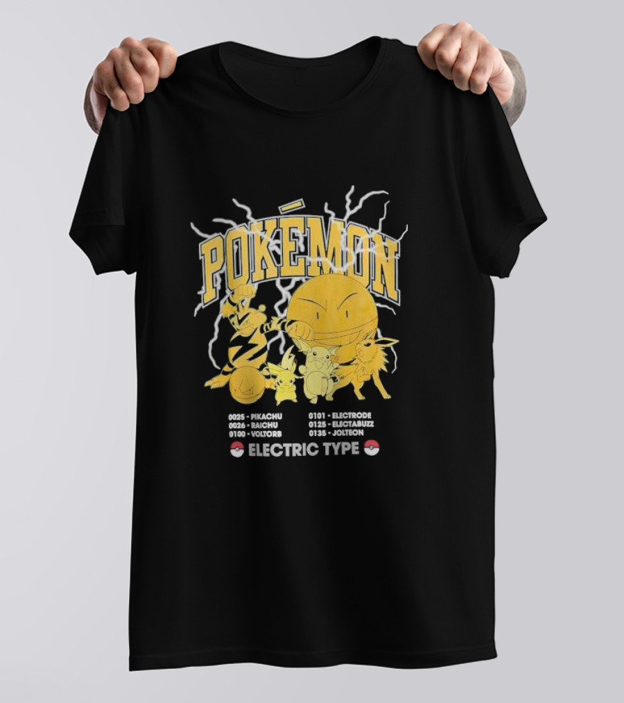 Pokémon Electric Type Pikachu Raichu Voltorb Electrode Electabuzz Jolteon T-Shirt
