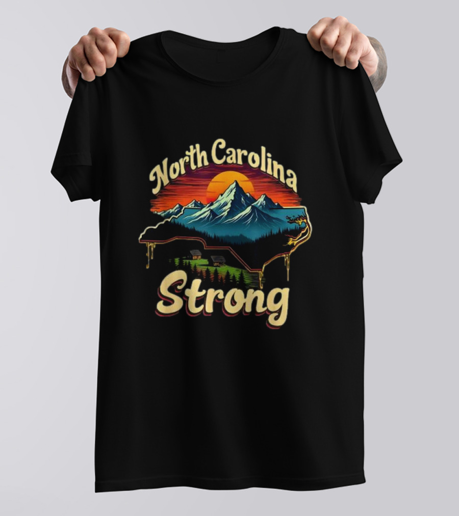 North Carolina Strong Mountain Landscape Support For Carolina T-Shirt