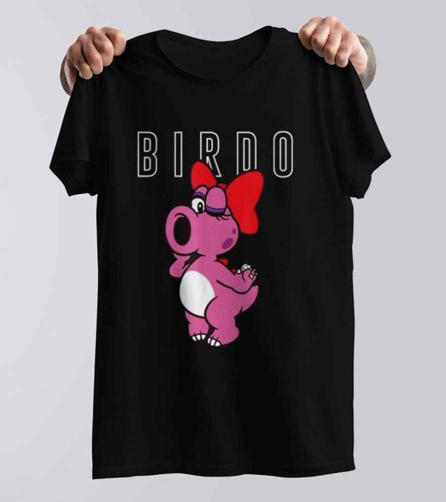 Super Mario Bros Birdo Pink Character With Bow Icon Text T-Shirt