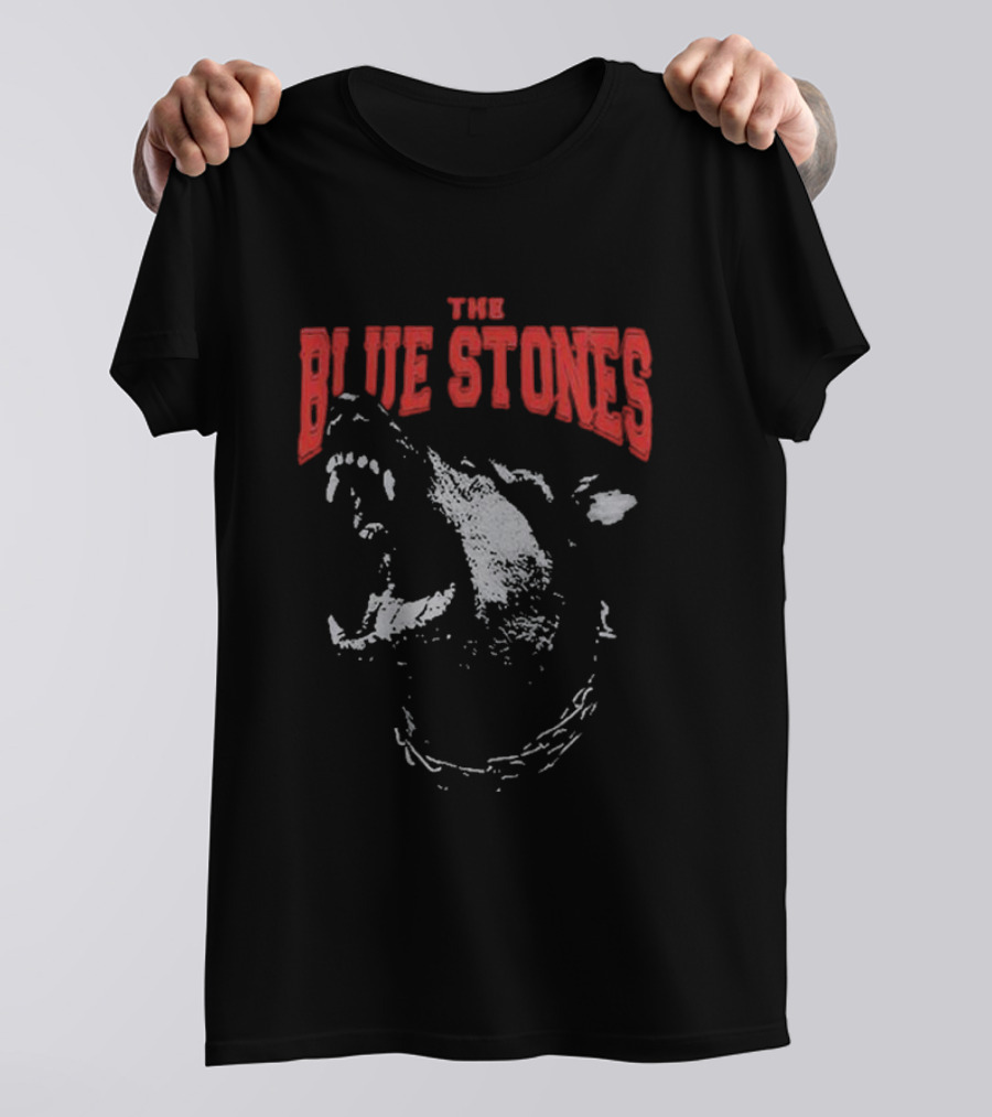 The Blue Stones Fierce Roaring Dog With Chain Collar T-Shirt