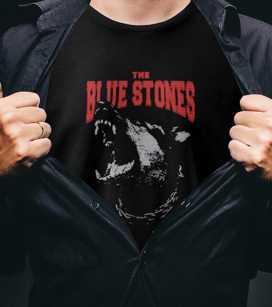 The Blue Stones Fierce Roaring Dog With Chain Collar T-Shirt