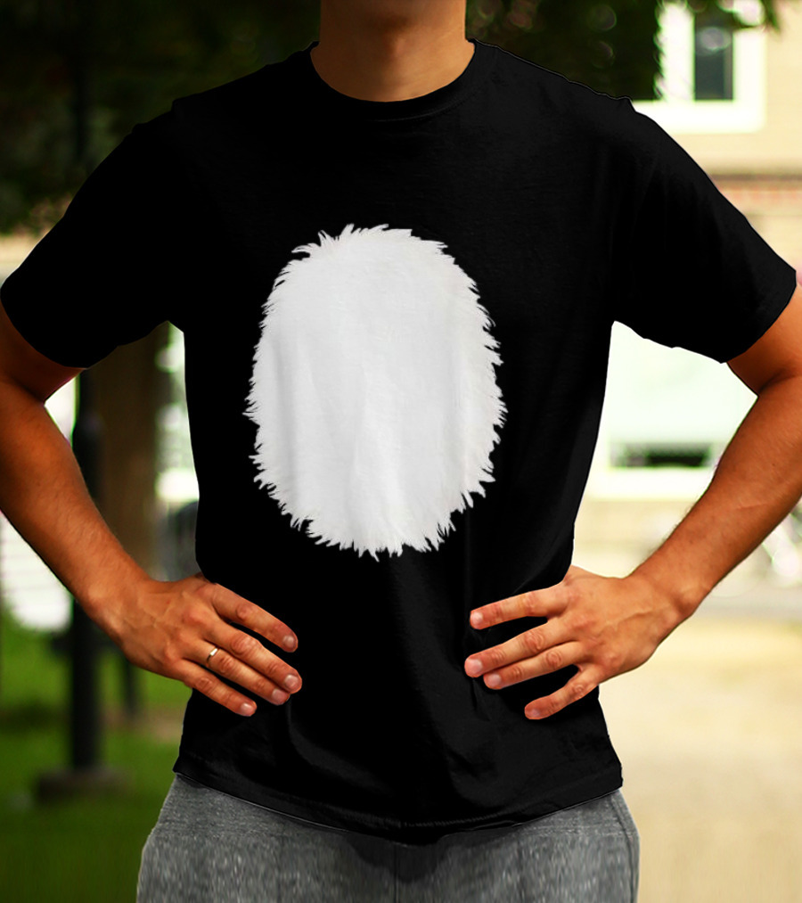 White Furry Belly DIY Costume Cosplay Animal Theme Panda Bear Cat Skunk Deer T-Shirt