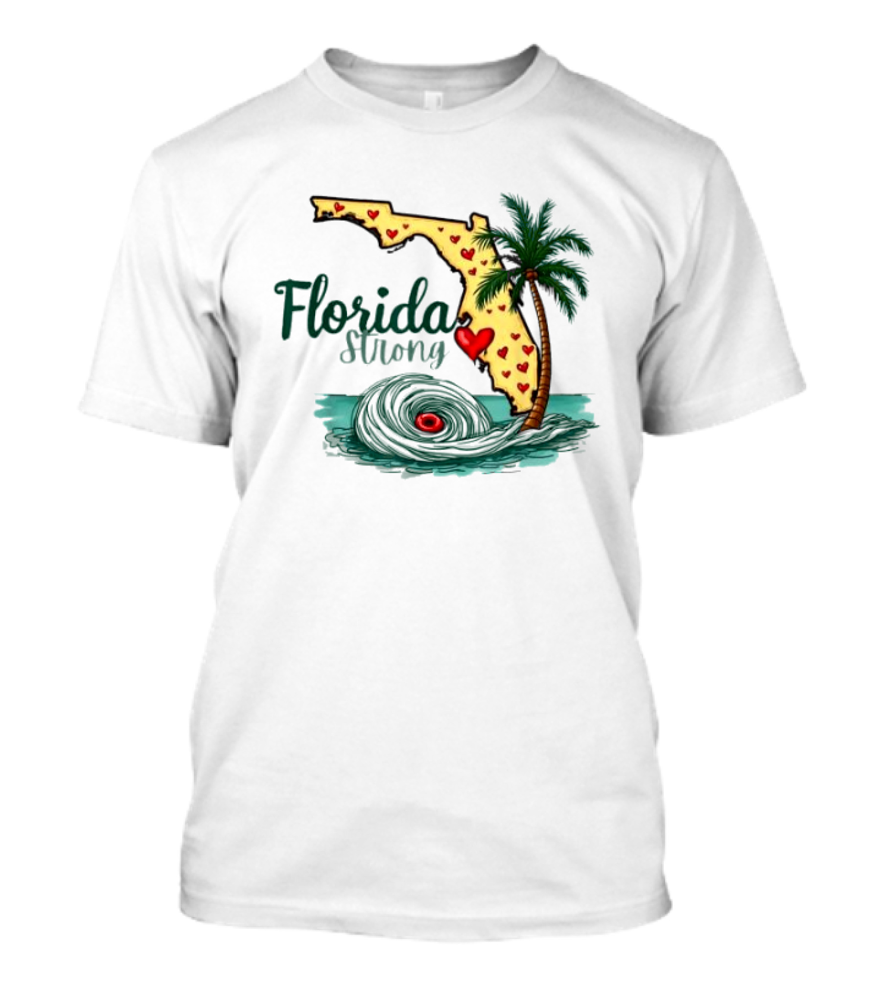 Pray For Tampa Bay Florida Strong Palm Tree Heart Map Hurricane T-Shirt