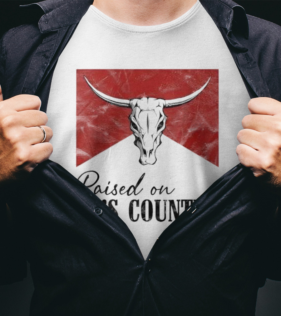 Raised On 90’s Country Western Bull Skull T-Shirt