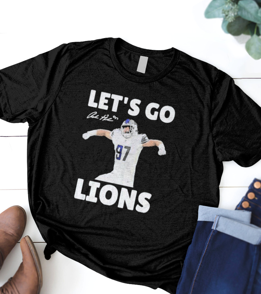 Let's Go Lions Aidan Hutchinson Detroit Lions Signature T-Shirt