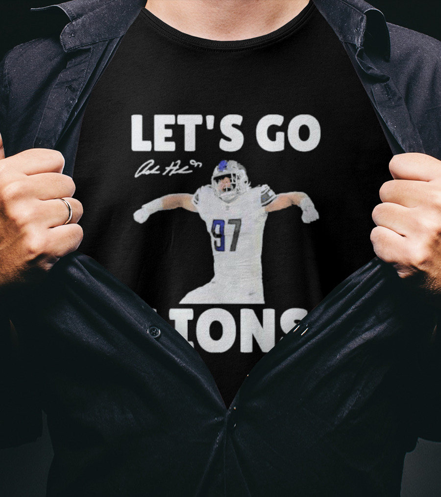 Let's Go Lions Aidan Hutchinson Detroit Lions Signature T-Shirt