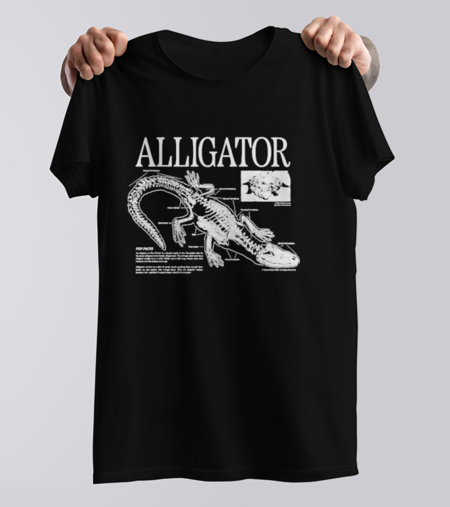 Alligator Skeleton Diagram With Detailed Annotations T-Shirt