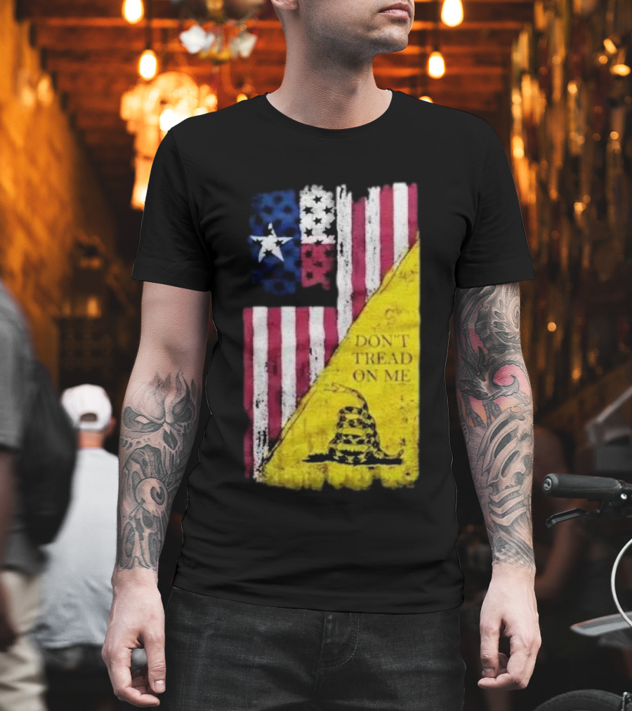 Don’t Tread On Me American Flag Gadsden Snake Vintage T-Shirt