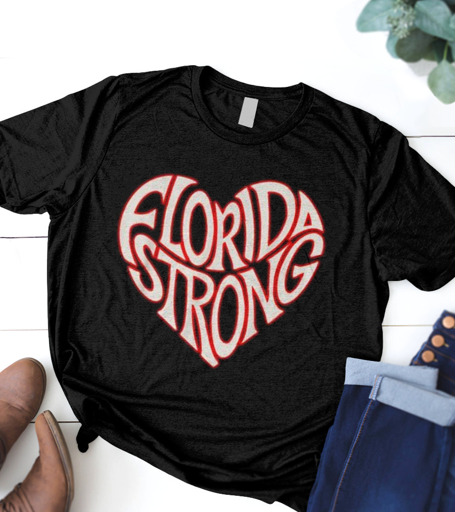 Florida Strong Heart Typography State Pride T-Shirt