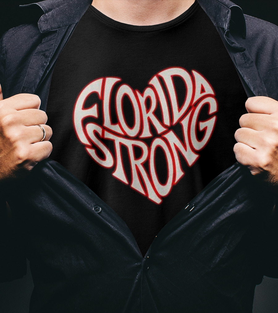Florida Strong Heart Typography State Pride T-Shirt