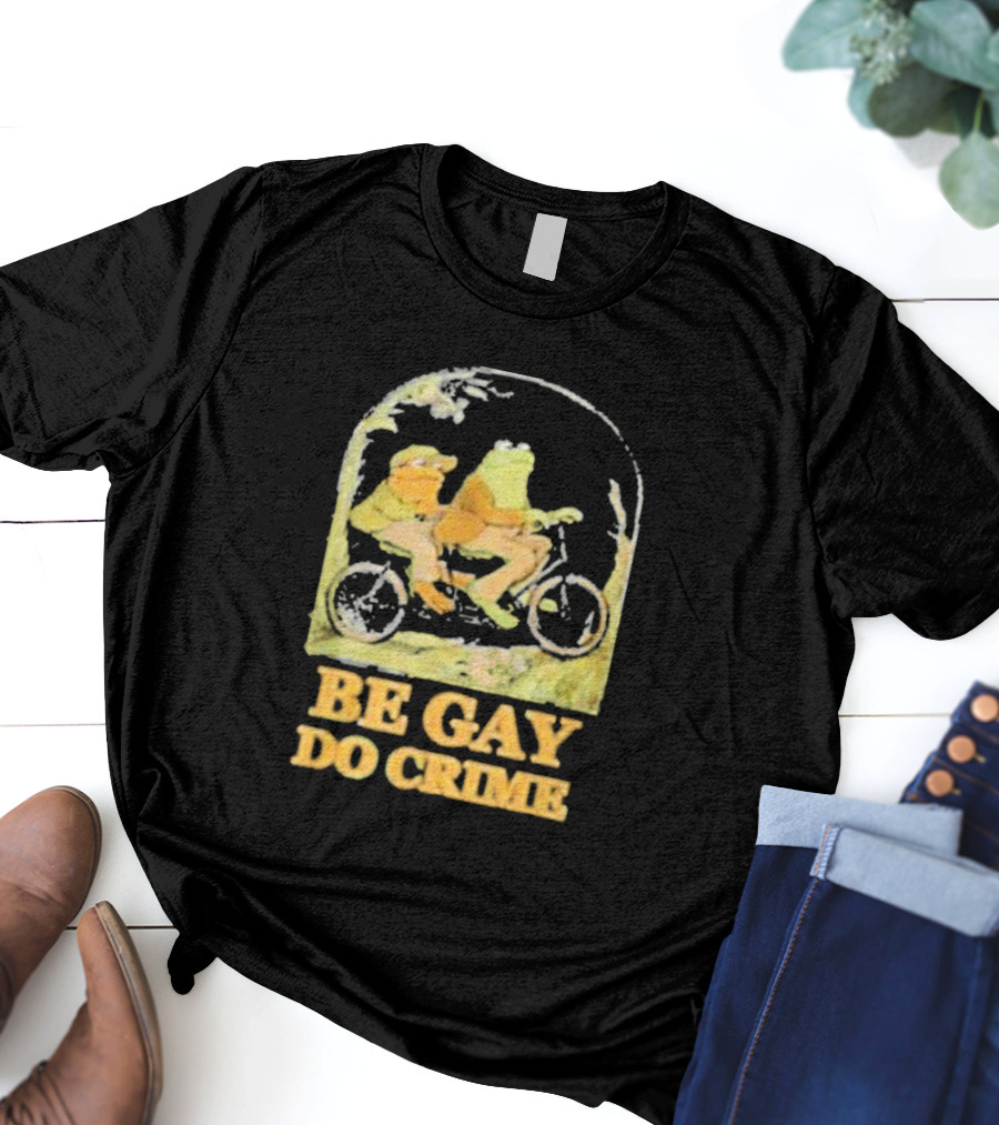 Frogs Be Gay Do Crime Bicycle Adventure T-Shirt