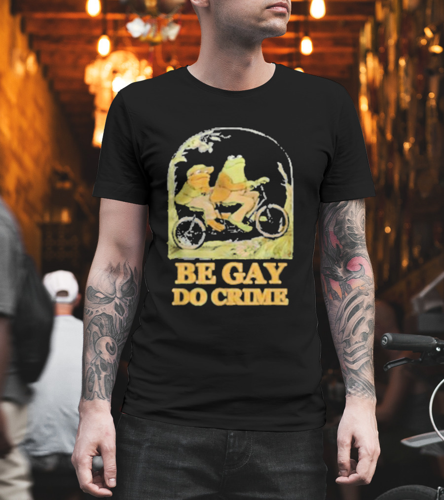 Frogs Be Gay Do Crime Bicycle Adventure T-Shirt