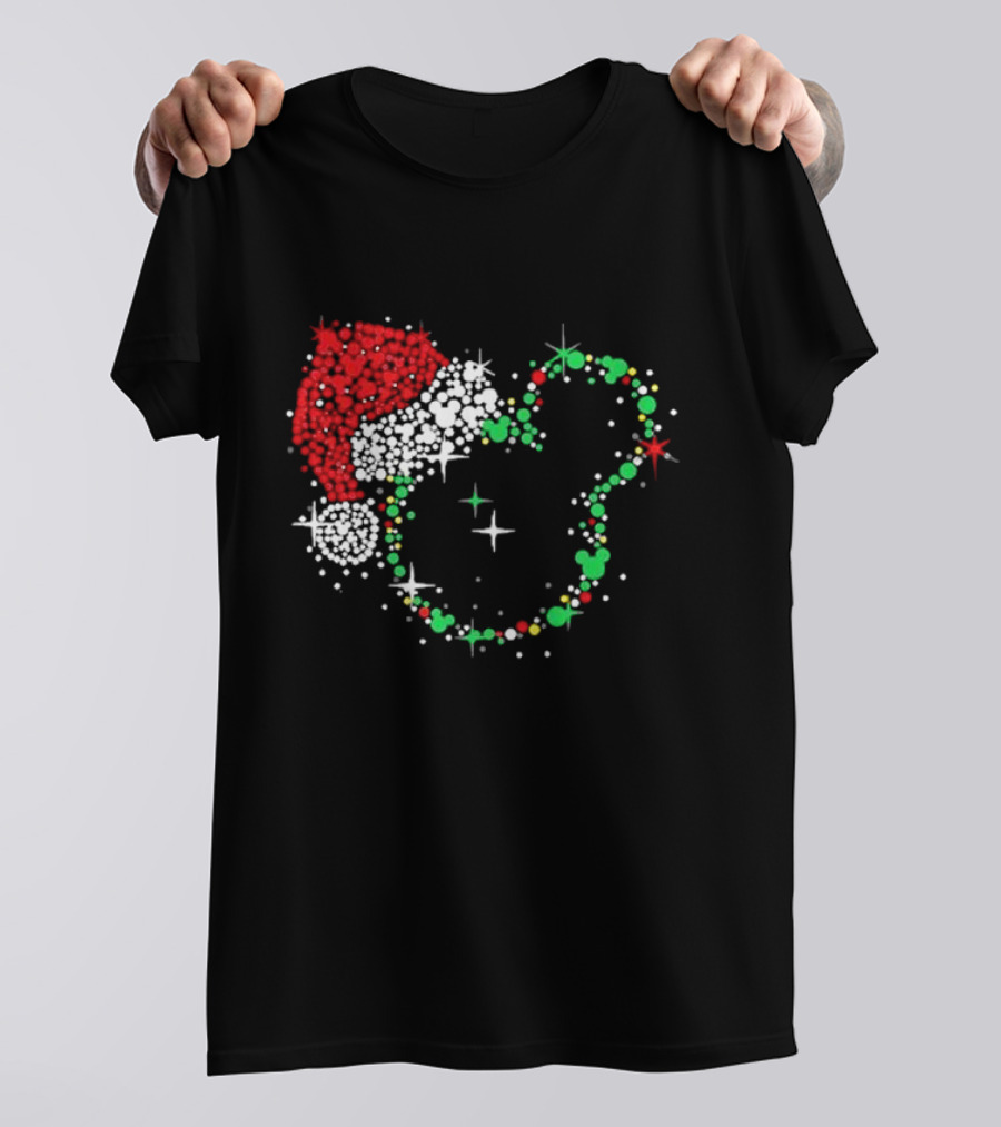 Mickey Mouse Santa Hat Christmas Lights Disney T-Shirt