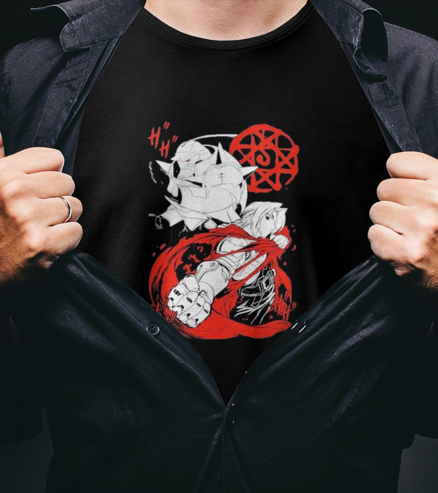 Fullmetal Alchemist Brotherhood Alphonse Elric Red Alchemy Circle Edward Elric T-Shirt