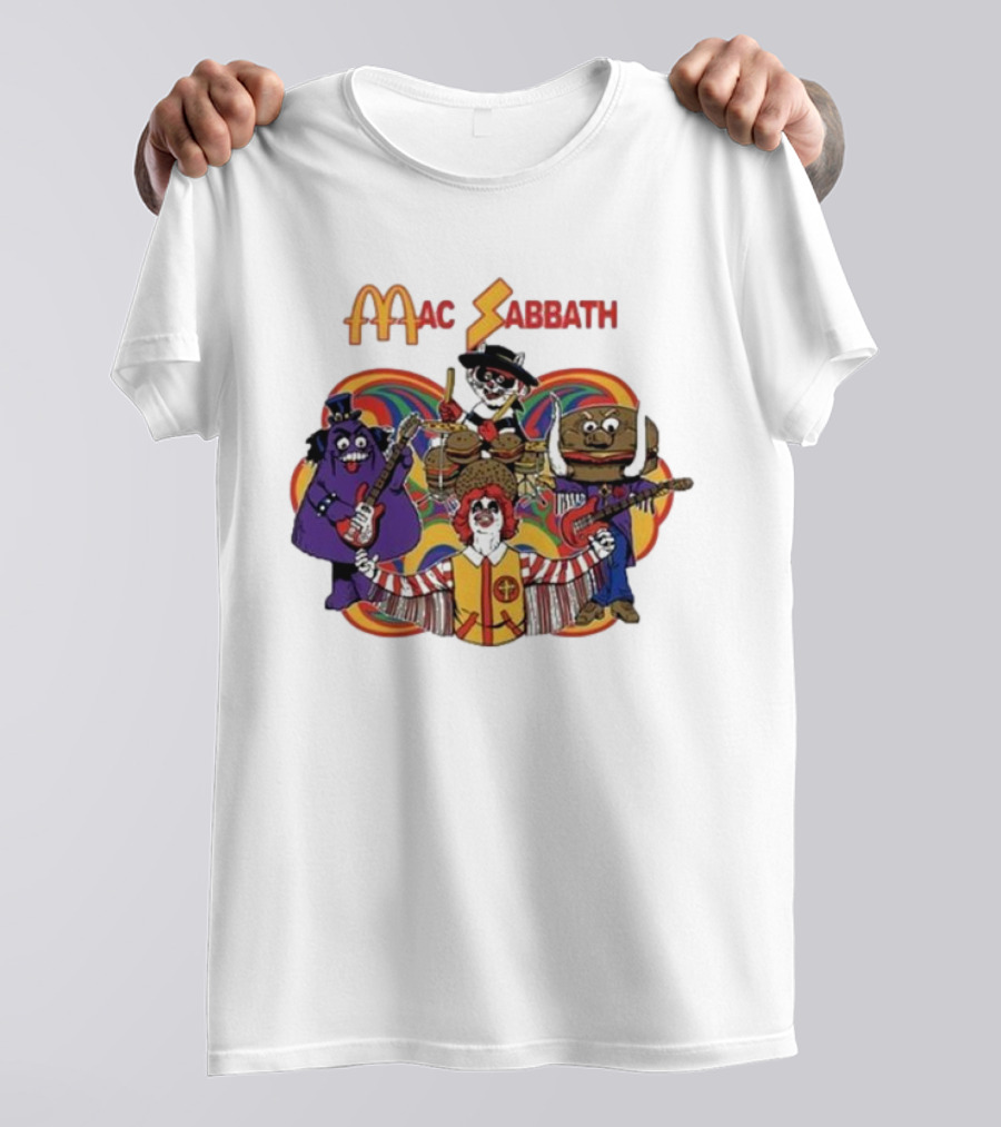 Mac Sabbath Cartoon Band Characters Playing Instruments T-Shirt