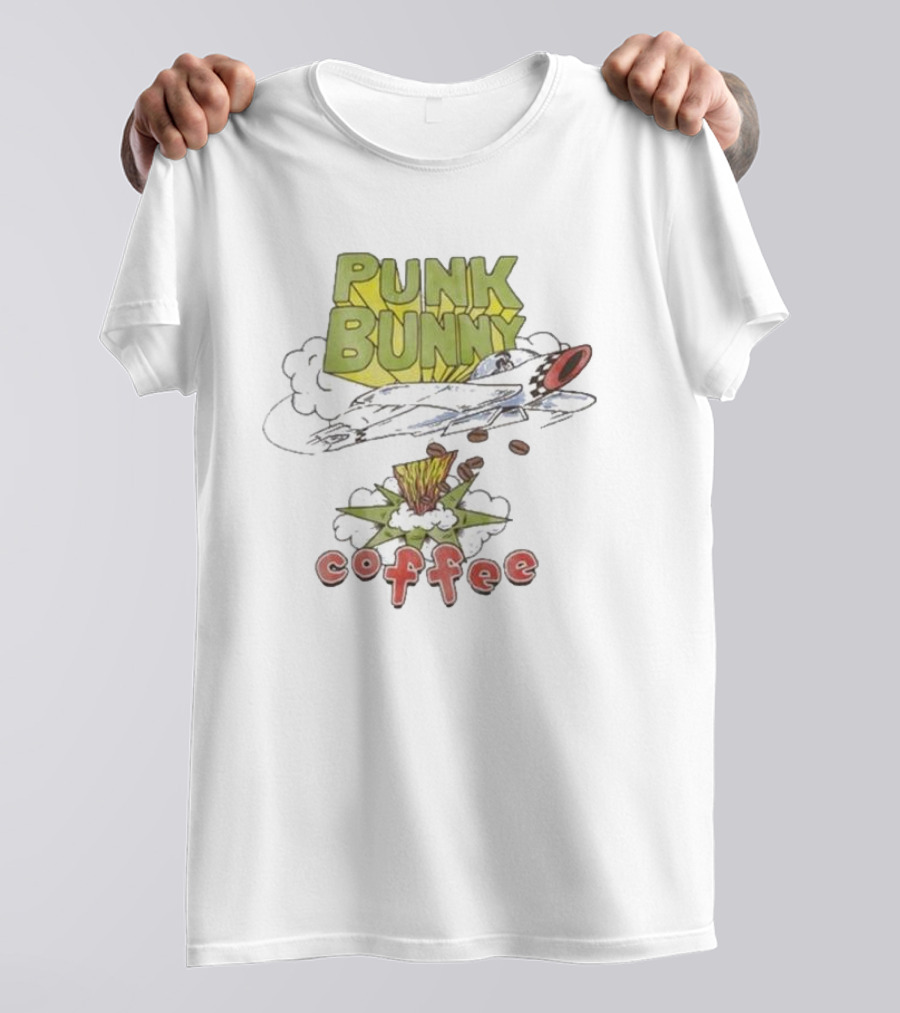 Punk Bunny Coffee Airplane Rocket Blast T-Shirt