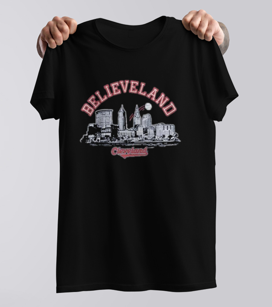 Believeland Cleveland Skyline Baseball Cityscape T-Shirt
