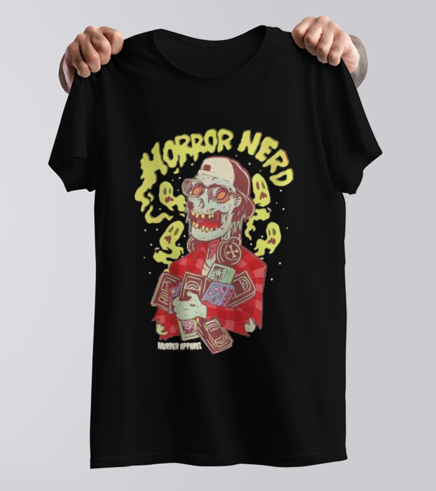 Horror Nerd Zombie Holding Comics Murder T-Shirt