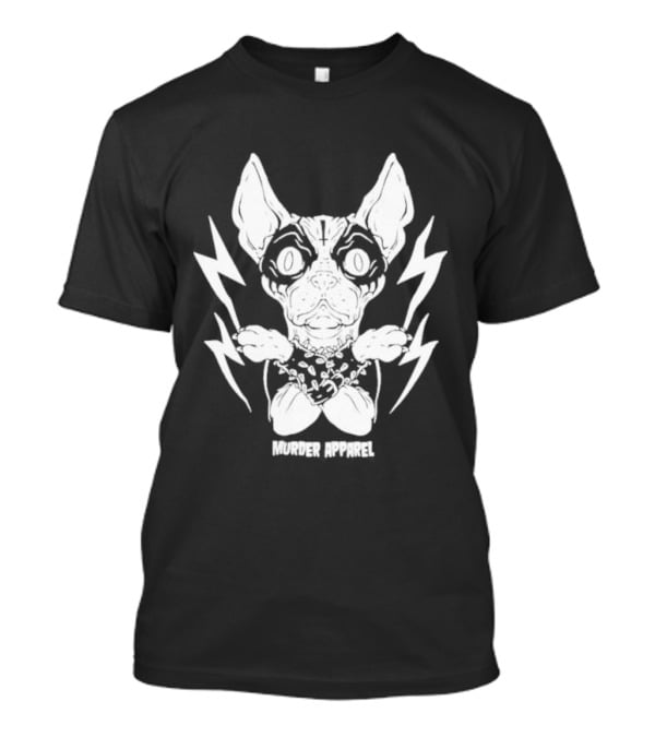 Metal Sphynx Dog Murder Apparel With Lightning Bolts T-Shirt