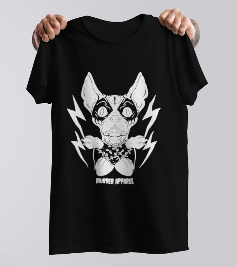 Metal Sphynx Dog Murder Apparel With Lightning Bolts T-Shirt