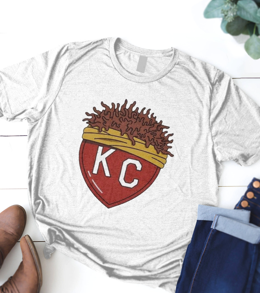 Charlie Hustle KC Heart Logo With Afro Hairband T-Shirt