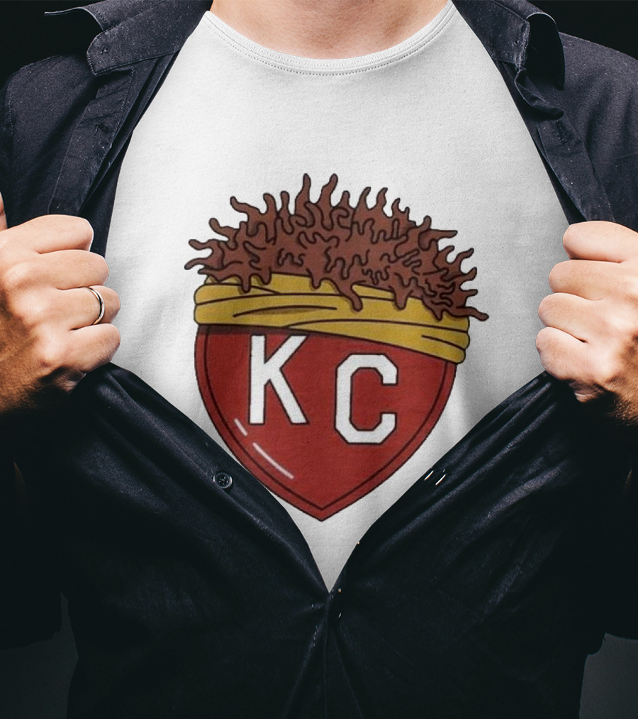 Charlie Hustle KC Heart Logo With Afro Hairband T-Shirt