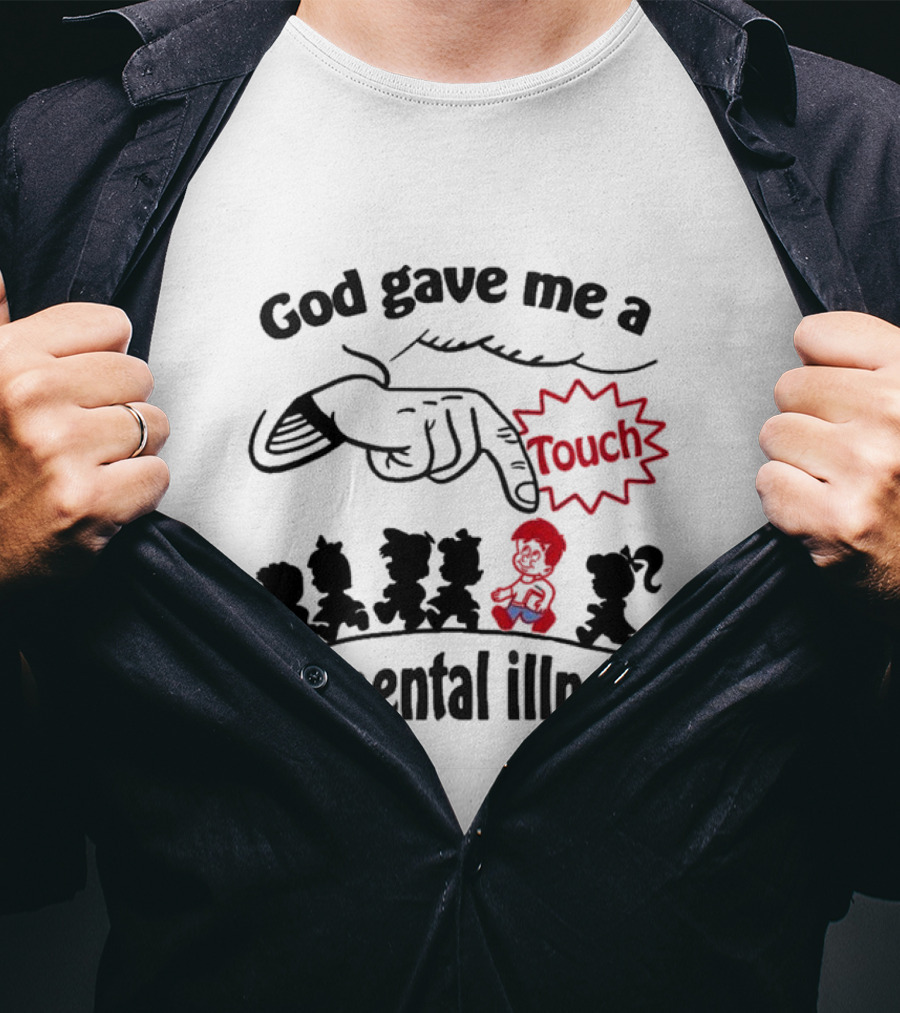 God Gave Me A Touch Of Mental Illness Retro Cartoon Icons T-Shirt