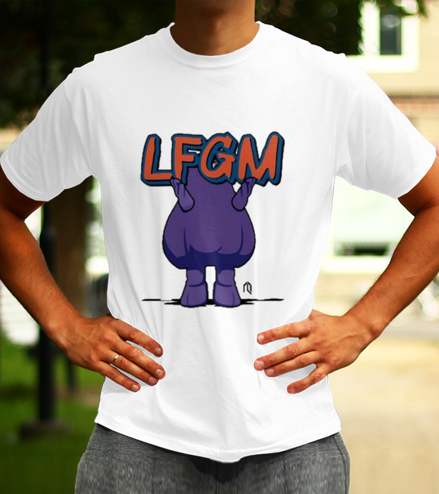 LFGM Monster Grimace New York Mets Sign T-Shirt