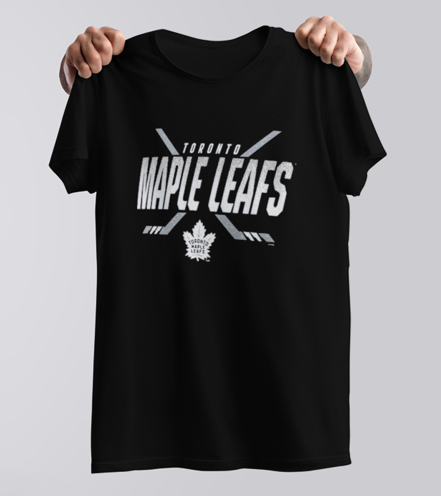 Toronto Maple Leafs Team Covert Maple Leafs Logo Hockey Sticks Emblem T-Shirt