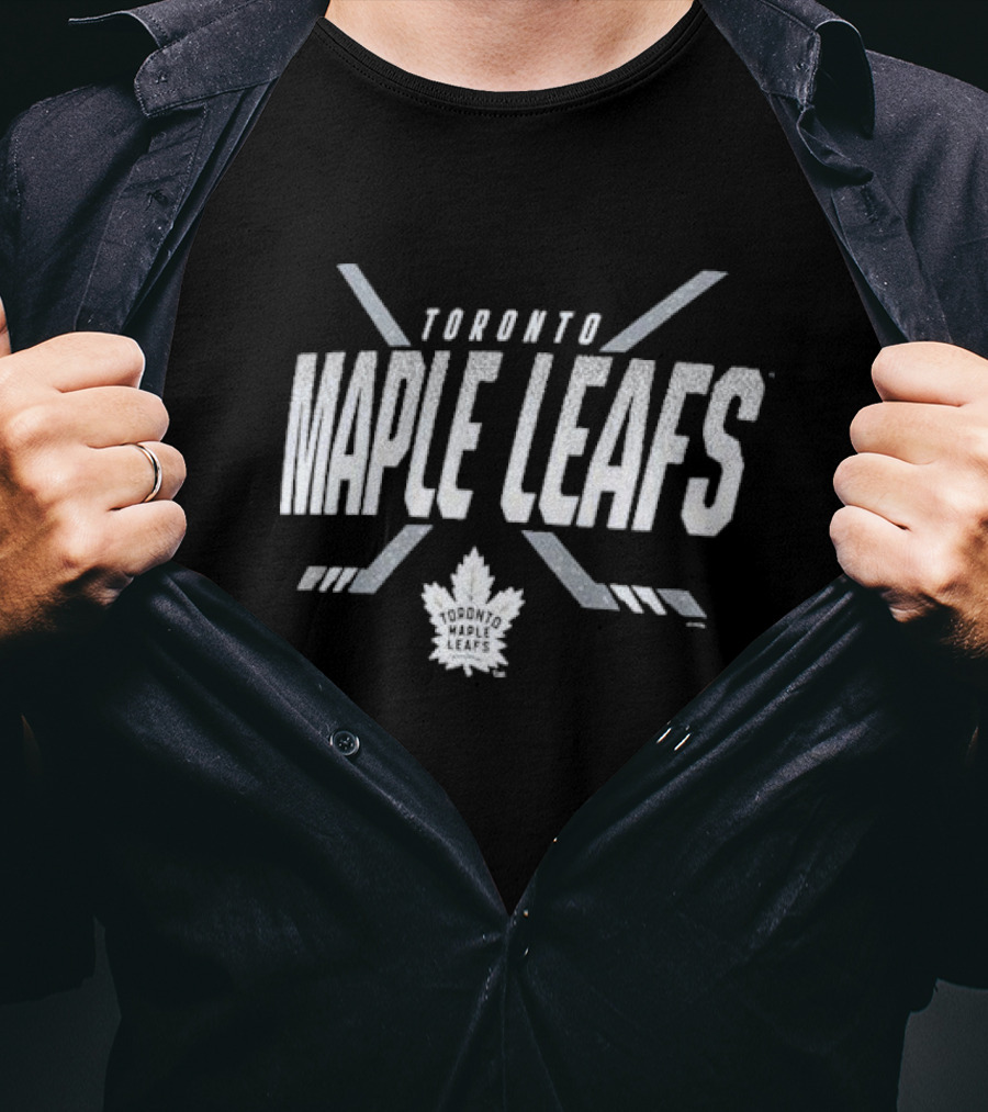 Toronto Maple Leafs Team Covert Maple Leafs Logo Hockey Sticks Emblem T-Shirt