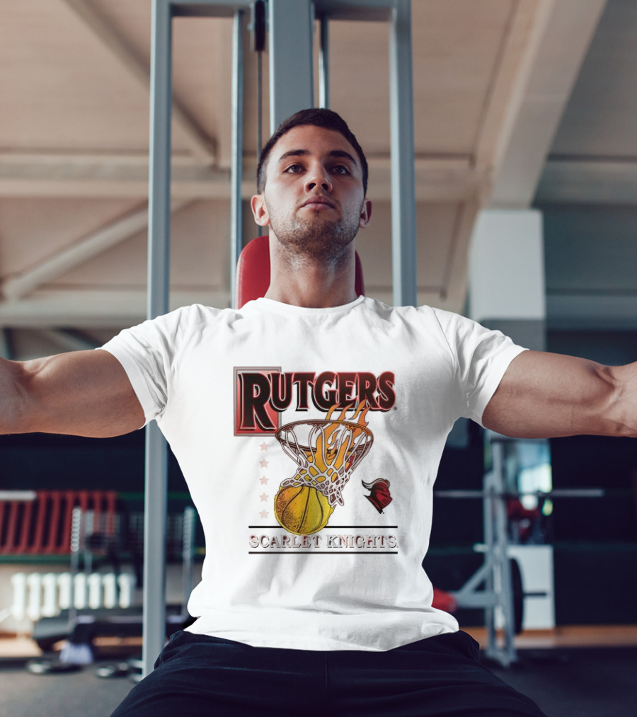 Rutgers Scarlet Knights Basketball Flaming Hoop T-Shirt