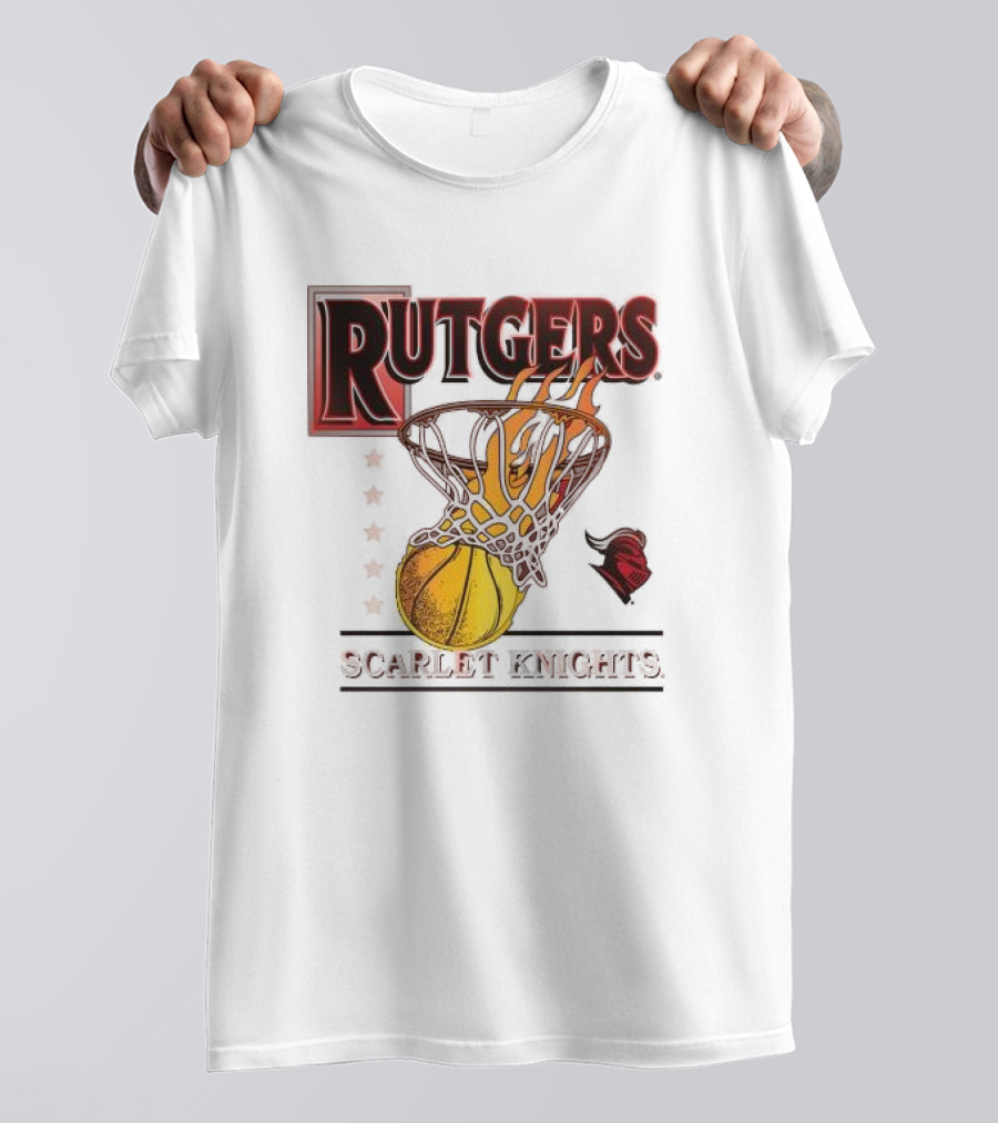 Rutgers Scarlet Knights Basketball Flaming Hoop T-Shirt