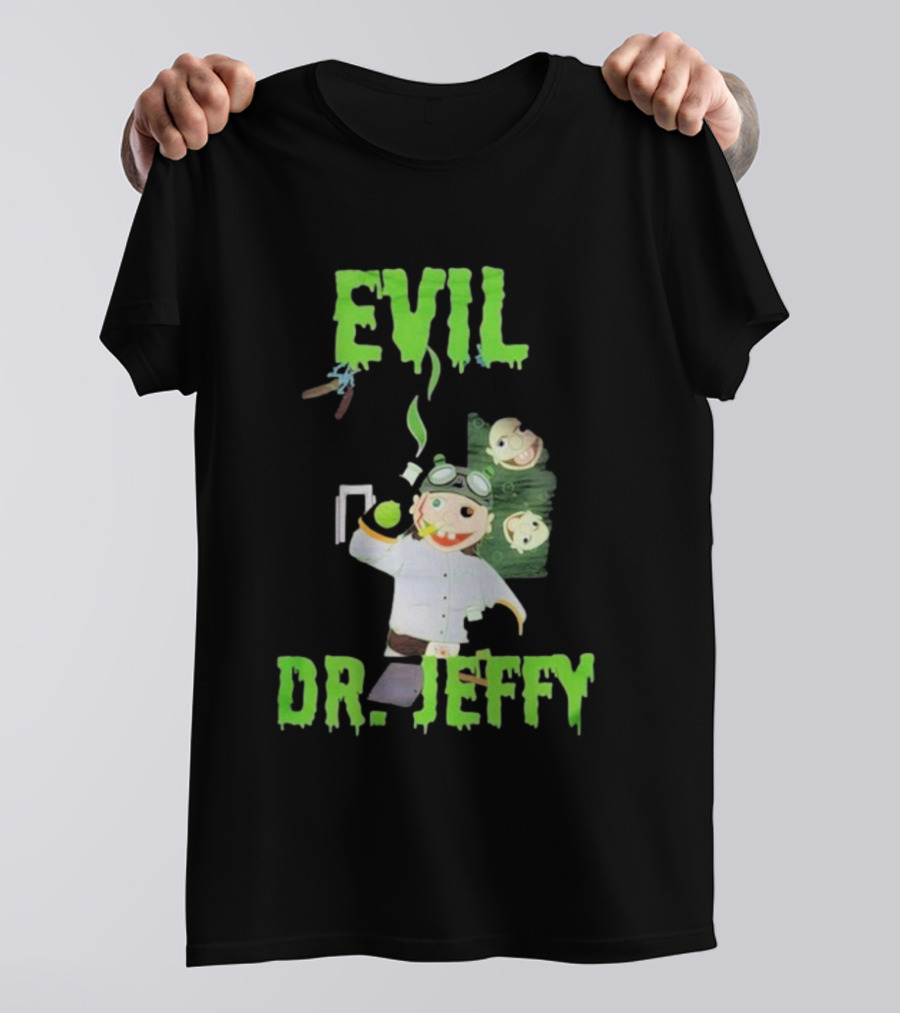 Evil Dr. Jeffy SML Mad Scientist Character With Green Smoke And Zombie Heads T-Shirt