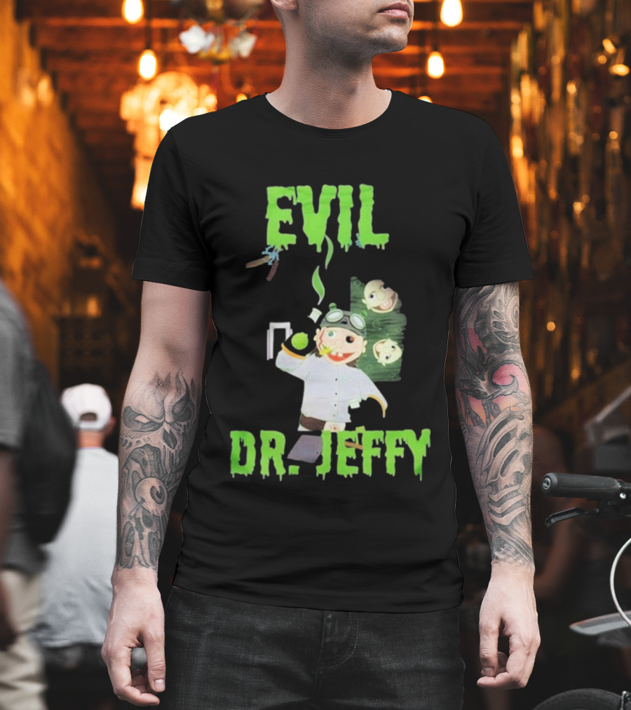 Evil Dr. Jeffy SML Mad Scientist Character With Green Smoke And Zombie Heads T-Shirt