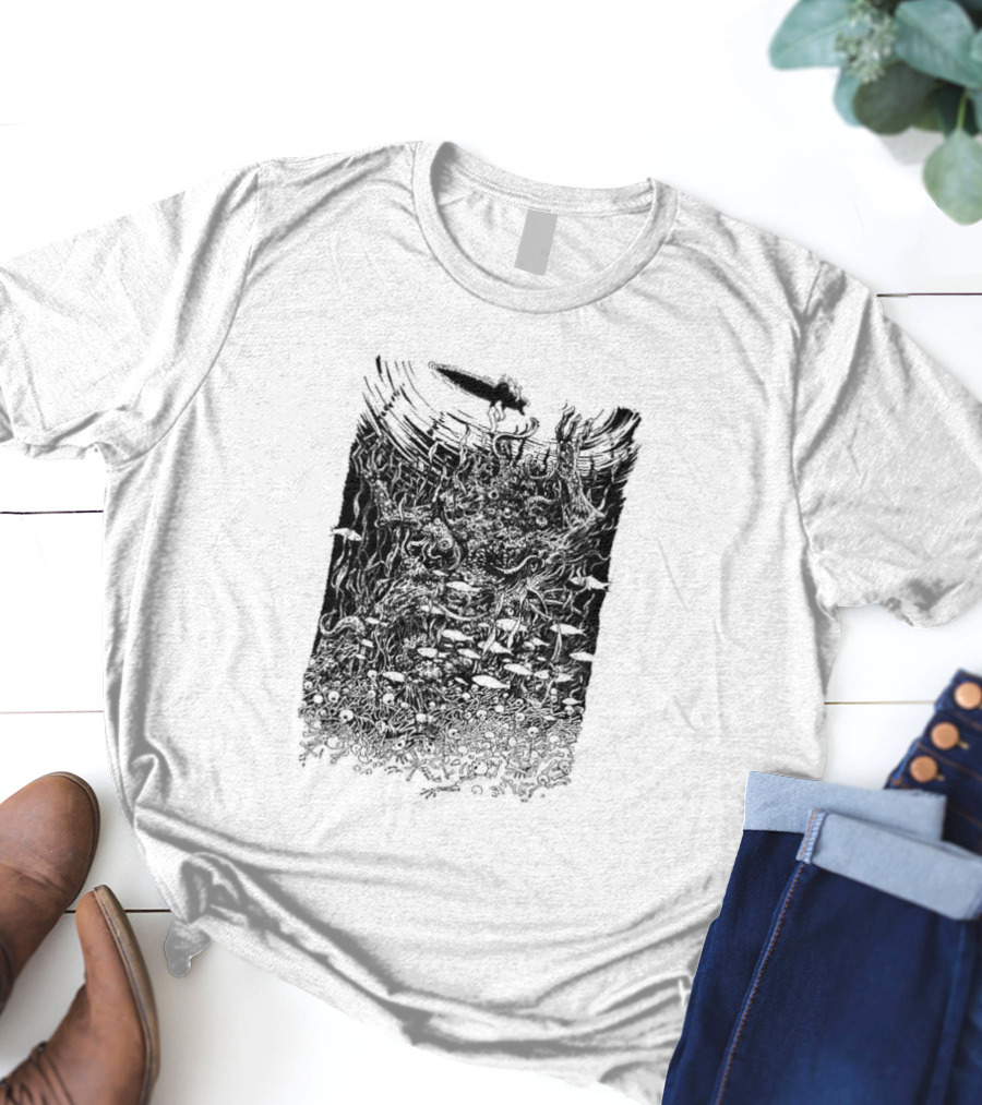Under The Surface Yue Feng Subterranean World With Mushrooms And Roots T-Shirt