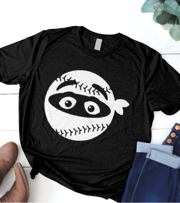 New York Mets Pitching Ninja Baseball Face Grimace T-Shirt