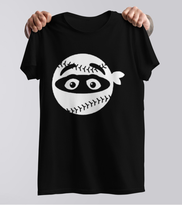 New York Mets Pitching Ninja Baseball Face Grimace T-Shirt