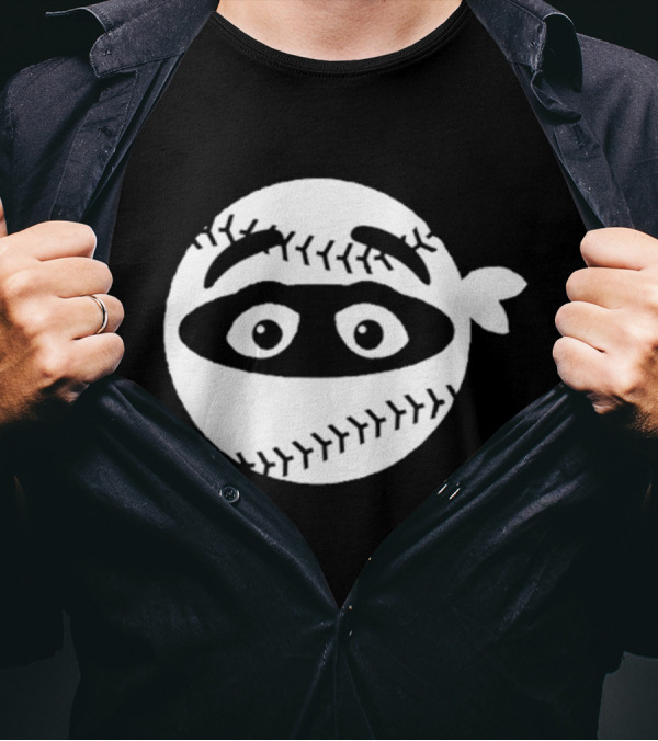 New York Mets Pitching Ninja Baseball Face Grimace T-Shirt