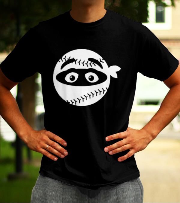 New York Mets Pitching Ninja Baseball Face Grimace T-Shirt