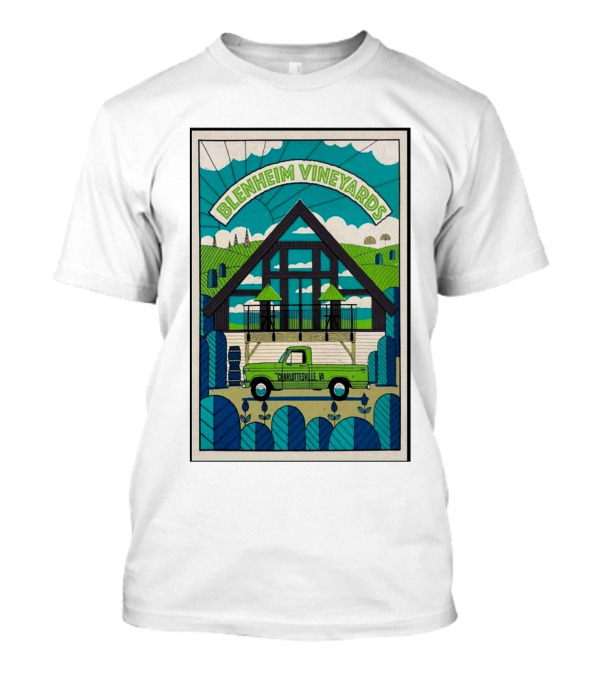Dave Matthews Band Blenheim Vineyards Charlottesville VA Vintage Truck Vineyard Scene T-Shirt