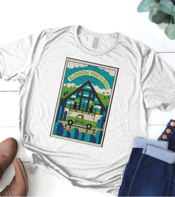 Dave Matthews Band Blenheim Vineyards Charlottesville VA Vintage Truck Vineyard Scene T-Shirt