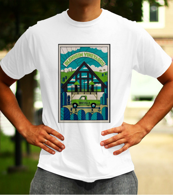 Dave Matthews Band Blenheim Vineyards Charlottesville VA Vintage Truck Vineyard Scene T-Shirt